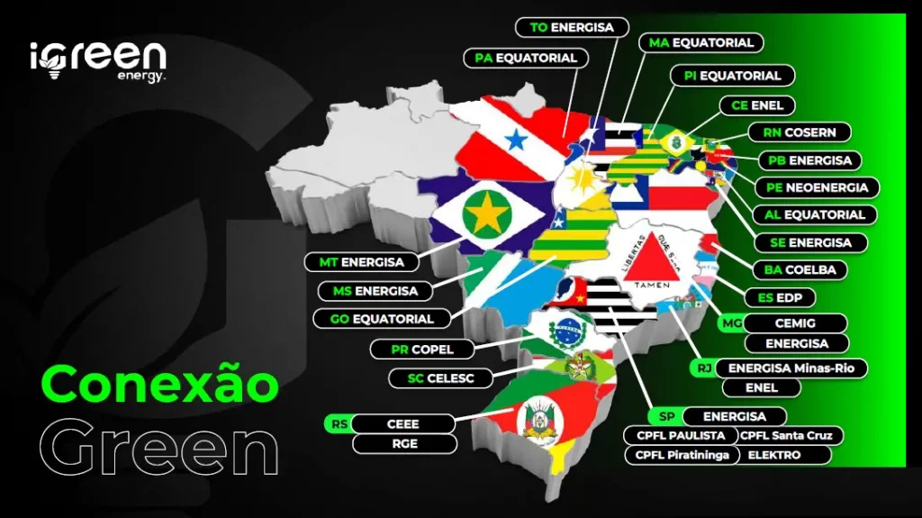 Mapa de estados com atuação da iGreen Energy – Conexão Green